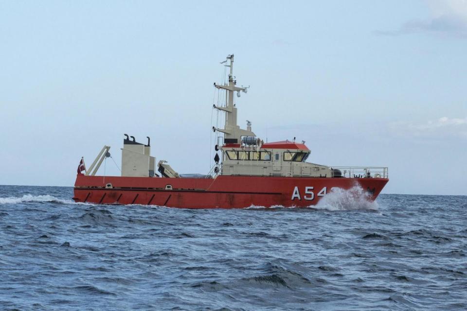 Search operation: A Danish navy ship in Koge Bay, which is south of Copenhagen, during the search for Swedish journalist Kim Wall. (AP)