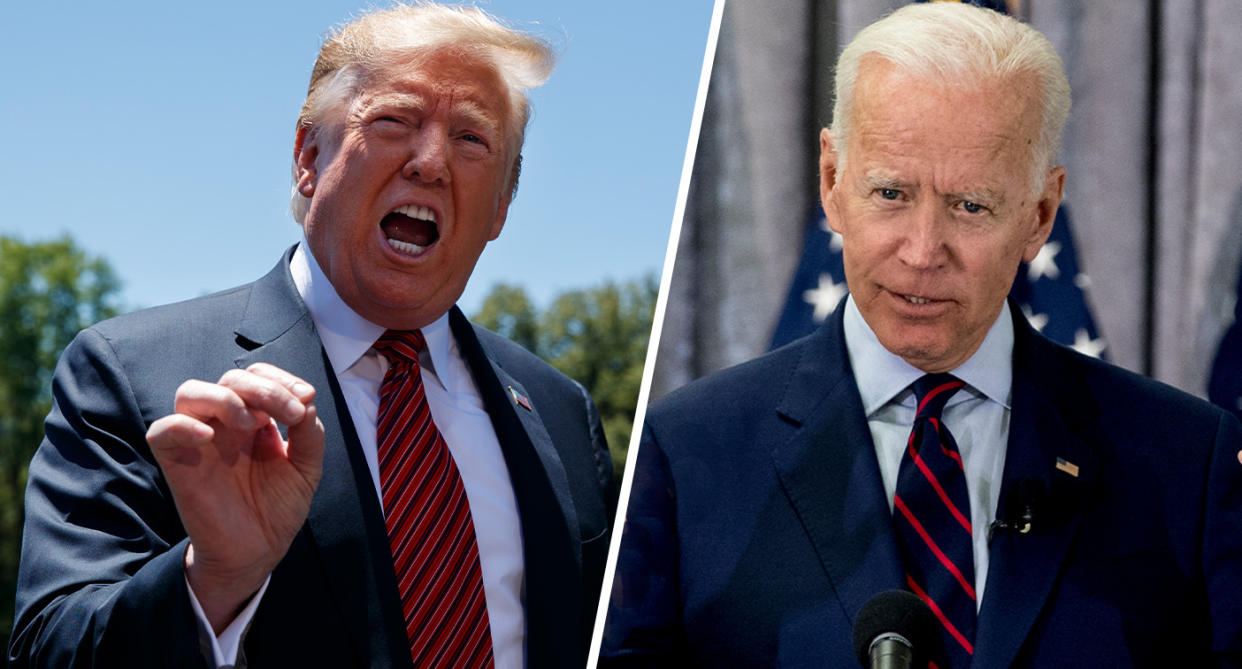 President Trump and former Vice President Joe Biden. (Photos: Evan Vucci/AP,  Brett Coomer/Houston Chronicle via AP)