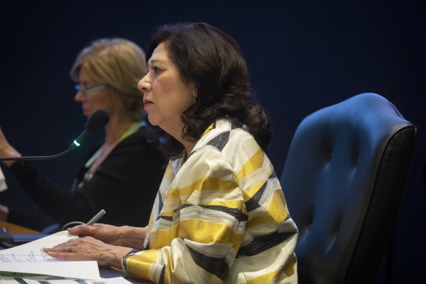 LOS ANGELES, CALIF. - FEBRUARY 18: Los Angeles Board of Supervisor, First District: Hilda Solis speaks during the Los Angeles County Board of Supervisors meeting in the Keninneth Hahn Hall of Administration in Los Angeles, Calif. on Tuesday, Feb. 18, 2020. The Los Angeles Homeless Services Authority today announced a method to address homelessness and supportive housing availability that is similar to natural disaster responses. (Francine Orr / Los Angeles Times)