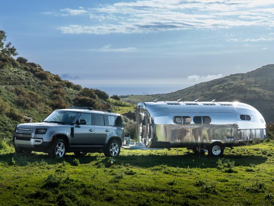 Bowlus RV with a tow vehicle