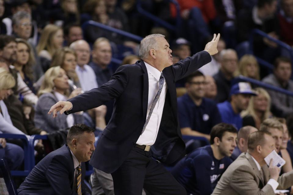 BYU head coach Dave Rose instructs his team during game against Gonzaga, Thursday, Jan. 14, 2016, in Spokane, Wash. | Young Kwak, Associated Press