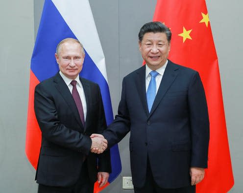 <span class="caption">Chinese President Xi Jinping meeting with Russian President Vladimir Putin in Brazil in 2019.</span> <span class="attribution"><span class="source">Alamy</span></span>