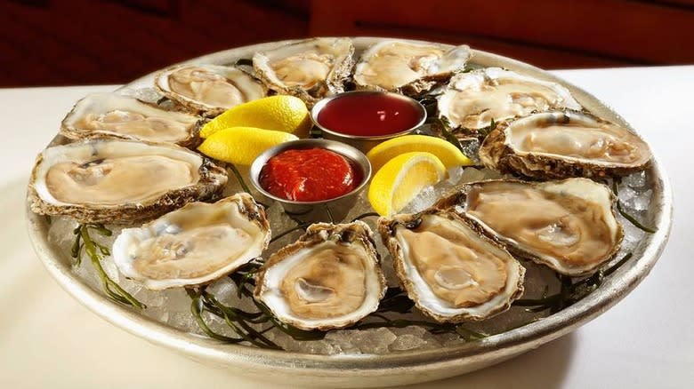 Platter of iced oysters 