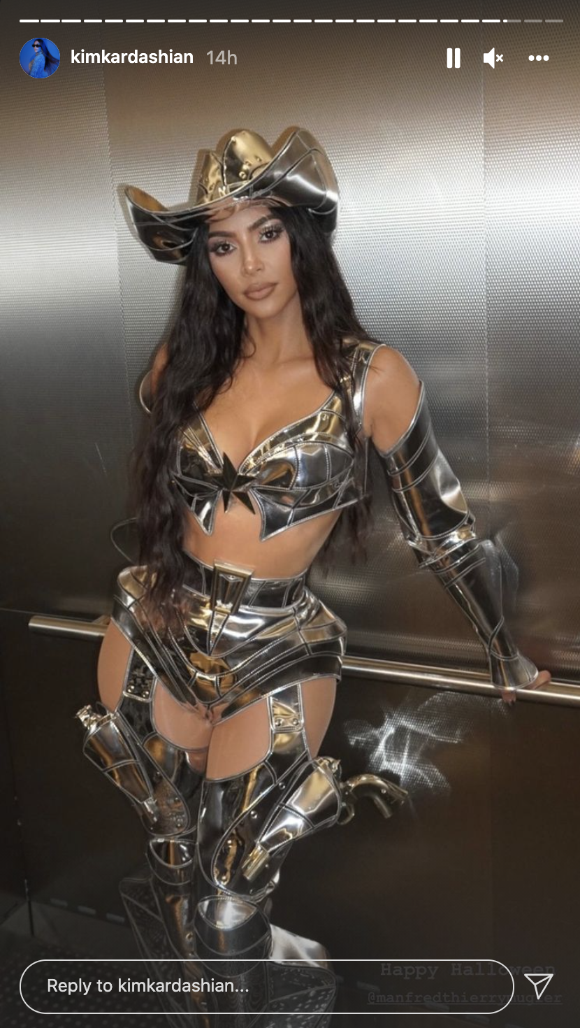 Kim Kardashian Dressed as a "CowBot" for Halloween