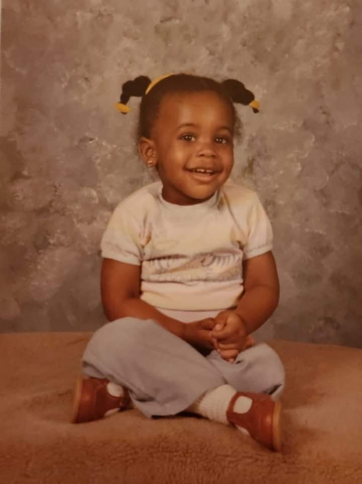 This is a portrait of Crystal Cauley taken in 1984 when she was 4 years old.