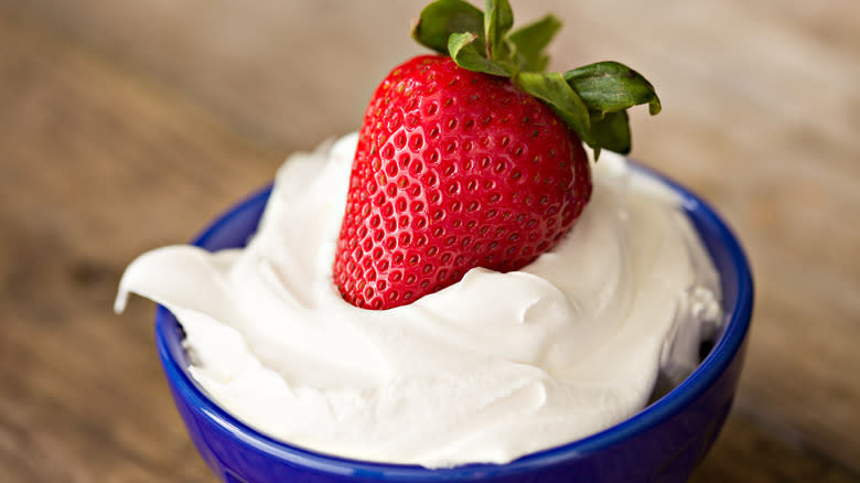 whipped cream with strawberry