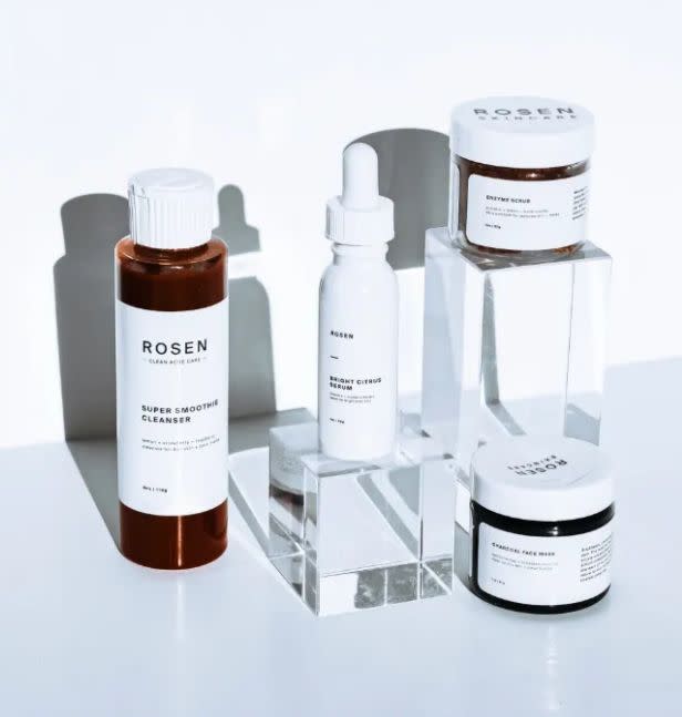 <a href="https://fave.co/3eVf6BT" target="_blank" rel="noopener noreferrer">Rosen Skincare</a> is on a mission to normalize acne by creating products that work. That way, you can be confident in your skin and the ingredients that you're using. Rosen creates acne products to help you build a simple skin care routine, including a <a href="https://fave.co/371pIfN" target="_blank" rel="noopener noreferrer">Rosewater Face Dew</a>, <a href="https://fave.co/3cB3D8Q" target="_blank" rel="noopener noreferrer">Super Smoothie Cleanser</a>, <a href="https://fave.co/3dDMUD5" target="_blank" rel="noopener noreferrer">Bright Citrus Serum</a> and a top-rated <a href="https://fave.co/3dImUqw" target="_blank" rel="noopener noreferrer">Break-Out Spot Treatment</a>. <br /><br /><a href="https://fave.co/3eVf6BT" target="_blank" rel="noopener noreferrer">You can find Rosen Skincare at Urban Outfitters</a>.