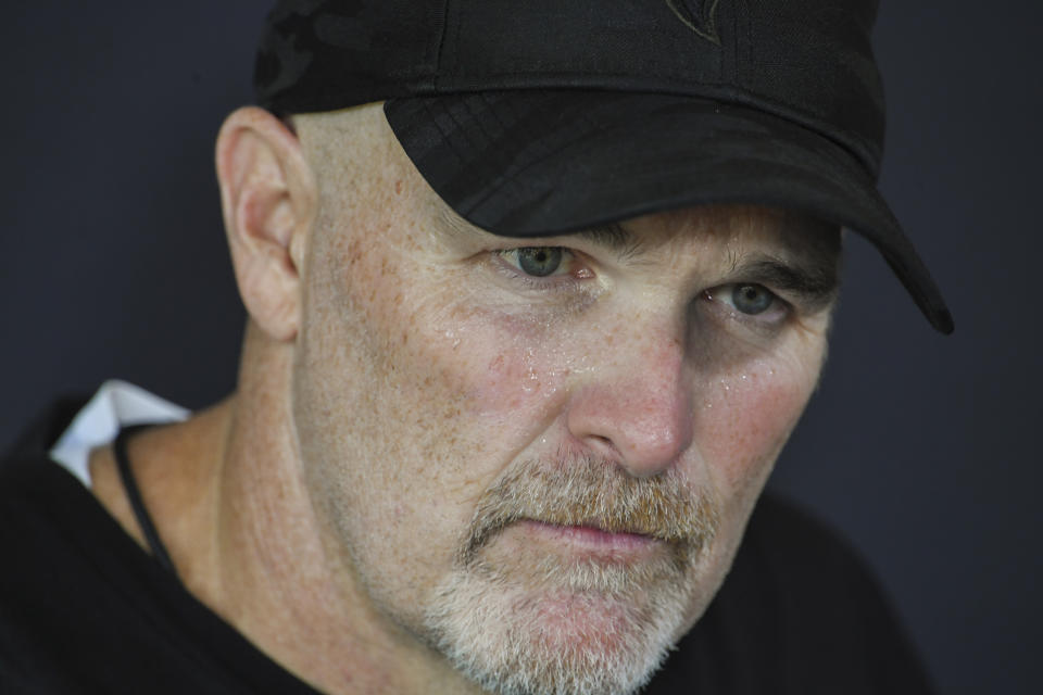 Falcons coach Dan Quinn found himself under immediate fire Monday after the hiring of DJ Durkin, who was fired following the death of a football player at Maryland last year. (Reuters)