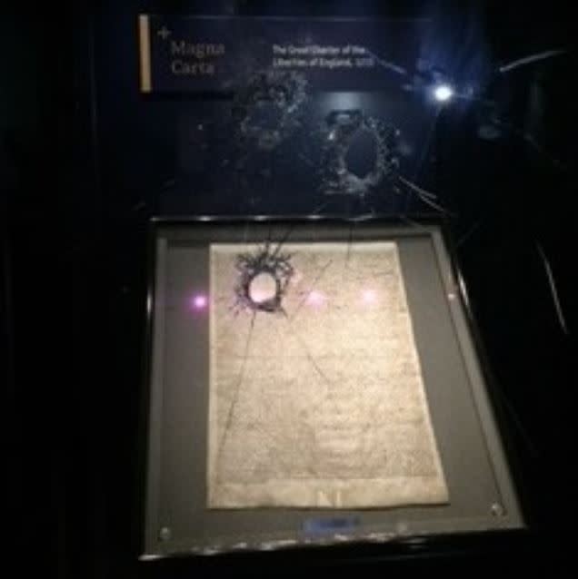 The thief tried to smash the Magna Carta’s glass casing (Wiltshire Police)