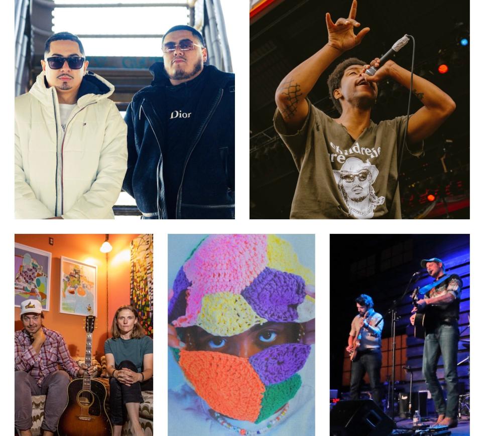 The Milwaukee Journal Sentinel's Wisconsin Artists to Watch in 2022 include (from top left) Gego y Nony, KennyHoopla, Ryan Necci and the Buffalo Gospel, Unusual Demont and Rucksack Revolution.