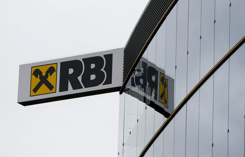 FILE PHOTO: The logo of Raiffeisen Bank International is pictured in Vienna