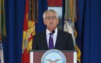 U.S. Secretary of Defense Chuck Hagel delivers remarks at the Pentagon Community September 11th Observance for those who lost their lives in the 9/11 attacks in Washington September 11, 2014. REUTERS/Gary Cameron