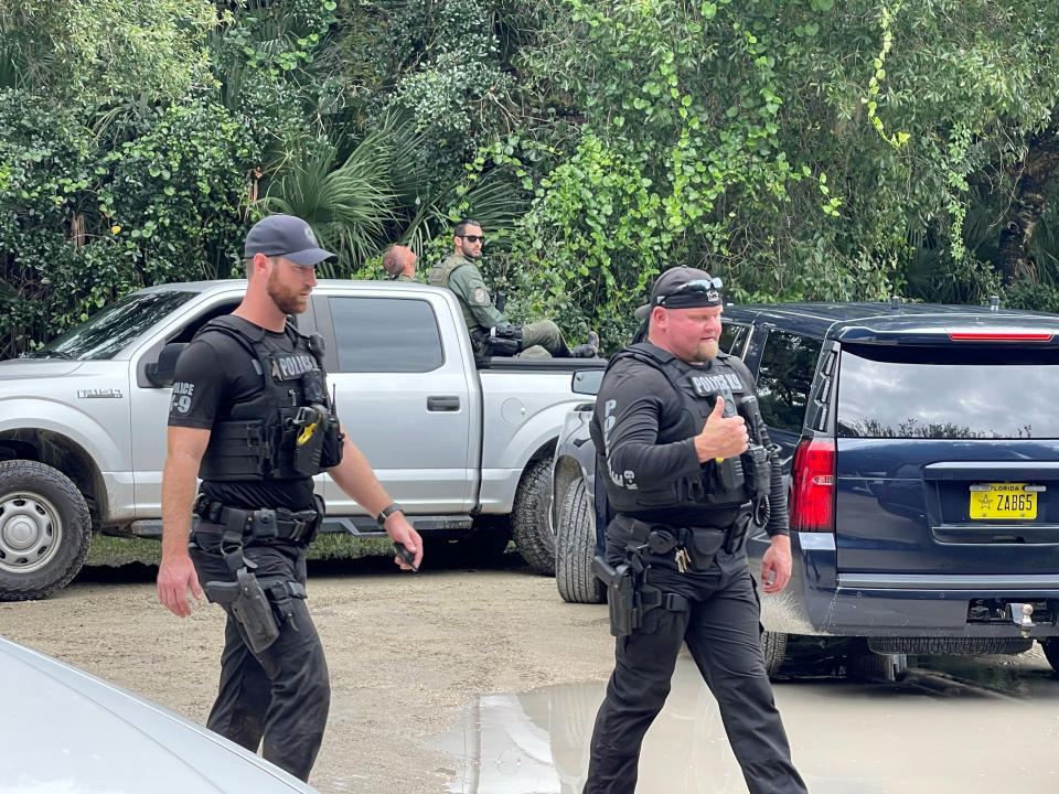 This photo provided by North Port Police Department, law enforcement officials conduct a search of the vast Carlton Reserve in the Sarasota, Fla., area for Brian Laundrie on Saturday, Sept. 18, 2021. Laundrie is a person of interest in the disappearance of his girlfriend, Gabrielle “Gabby” Petito. (North Port Police Department via AP)