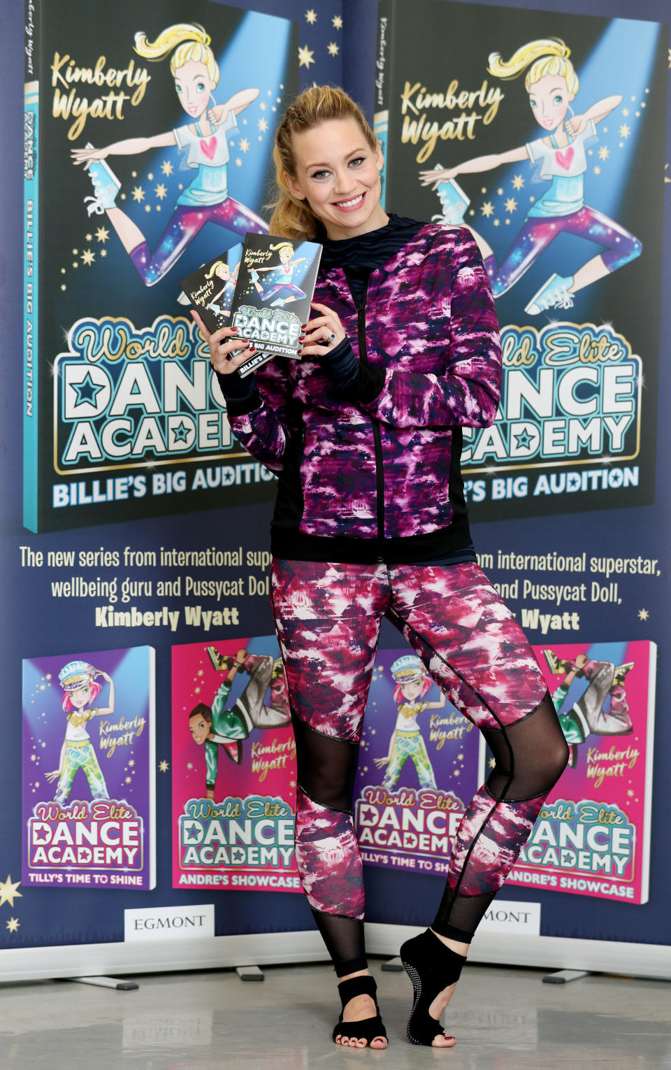 Kimberly Wyatt with her new book 'Billie's Big Audition', during a launch event held at Pineapple Dance Studios in London.