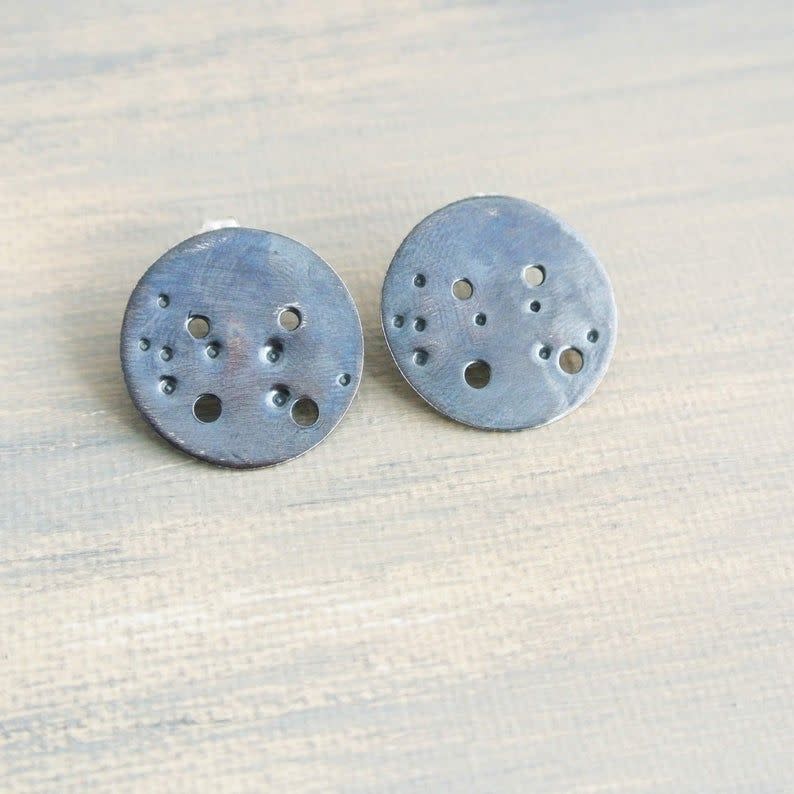 Virgo Zodiac Constellation Argentium Silver Disc Earrings