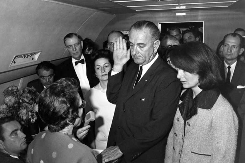 On November 23, 1963, in a radio and TV broadcast the day after President John F. Kennedy was assassinated in Dallas, President Lyndon Johnson said: "John Fitzgerald Kennedy, 35th president of the United States, has been taken from us by an act which outrages decent men everywhere. File Photo by Cecil Stoughton/UPI
