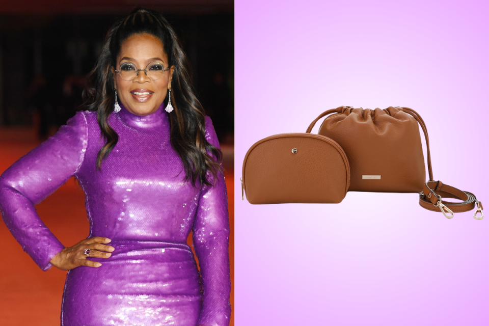 oprah / the makeup bag duo in tan