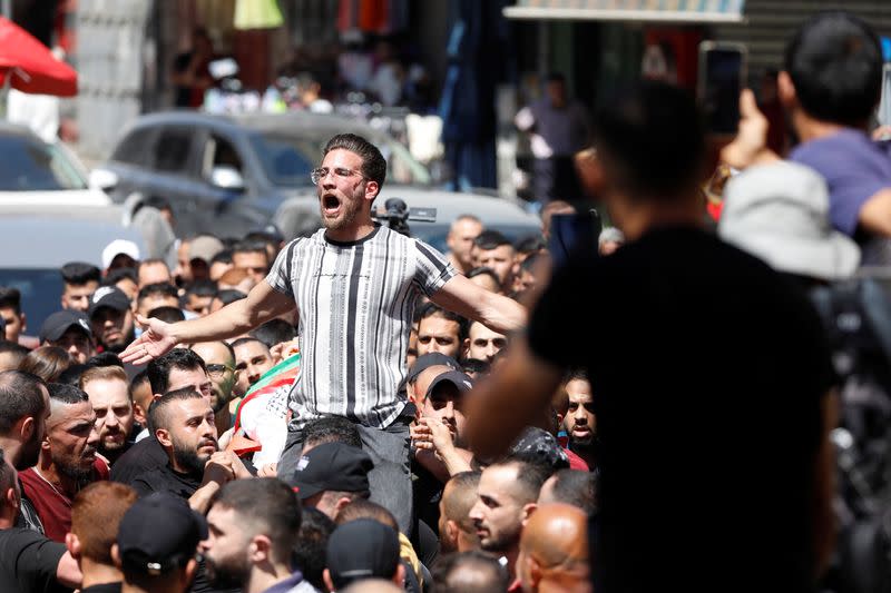 Funeral of a Palestinian who was killed during clashes with the Israeli army, in Nablus
