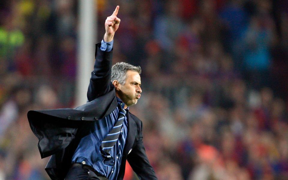 Mourinho celebrating as Inter Milan manager - AP/ANTONIO CALANNI