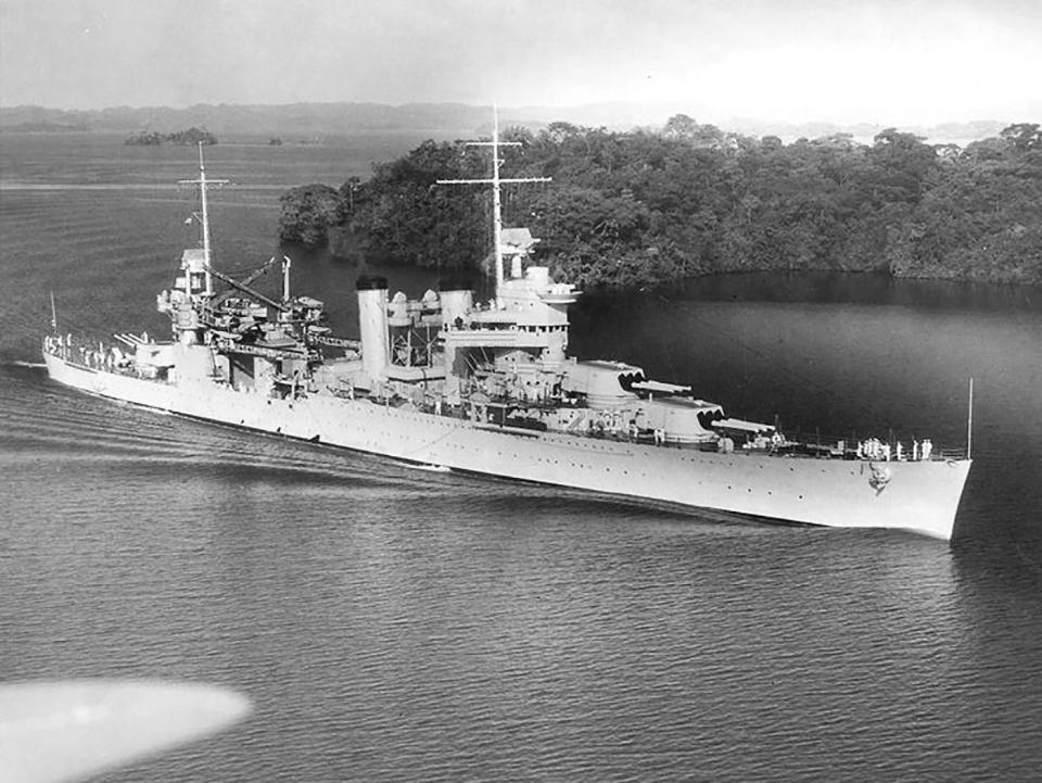 The USS Vincennes passes through the Panama Canal in January 1938. Donald Gates of Ashburnham was killed when the Vincennes was sunk during the Battle of Savo Island on Aug. 8-9, 1942.