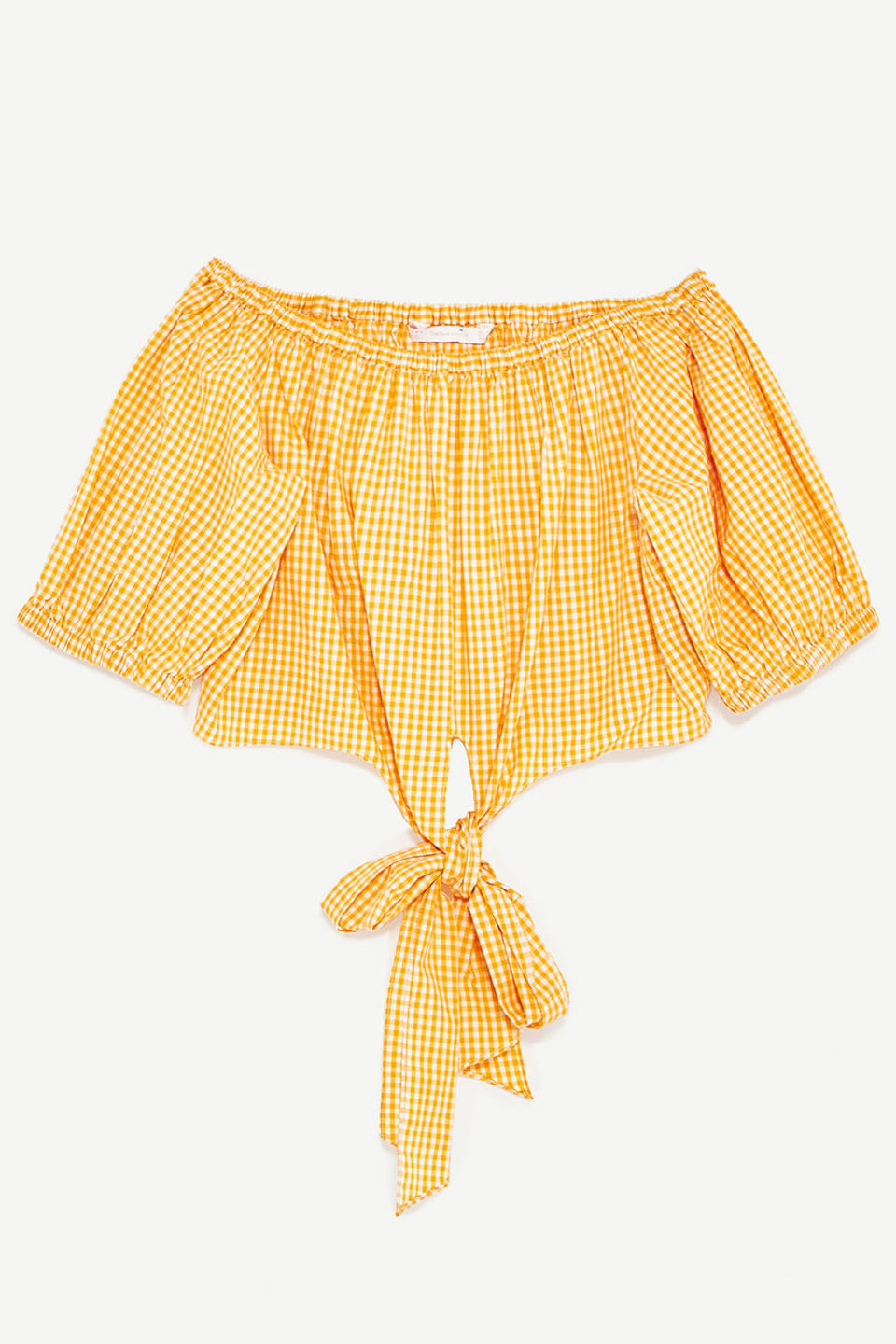 <p>Team with a floaty summer skirt in the sun or layer over a black polo-neck and cropped flares for an offbeat evening look.</p><p><em>Cotton top, £19.99, </em><a rel="nofollow noopener" href="https://www.zara.com/uk/en/woman/tops/blouses/off-the-shoulder-gingham-top-c401028p4523022.html" target="_blank" data-ylk="slk:Zara;elm:context_link;itc:0;sec:content-canvas" class="link "><em>Zara</em></a></p>