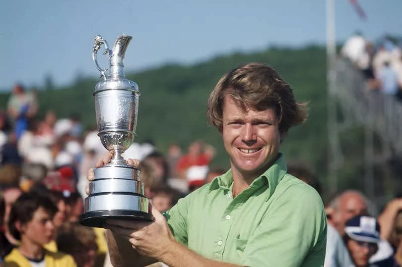 Tom Watson holds the Claret Jug after his famous victory at Turnberry in 1977