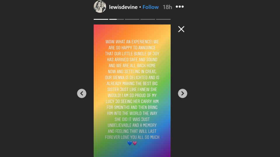 Screengrab from Lewis Devine Instagram