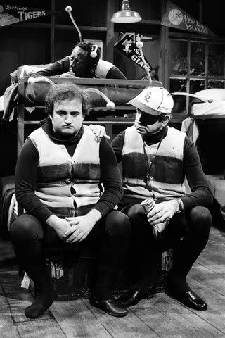 <p>Fred Hermansky/NBC</p> John Belushi and Garrett Morris as the Bees in season 1 episode 7 with Walter Matthau