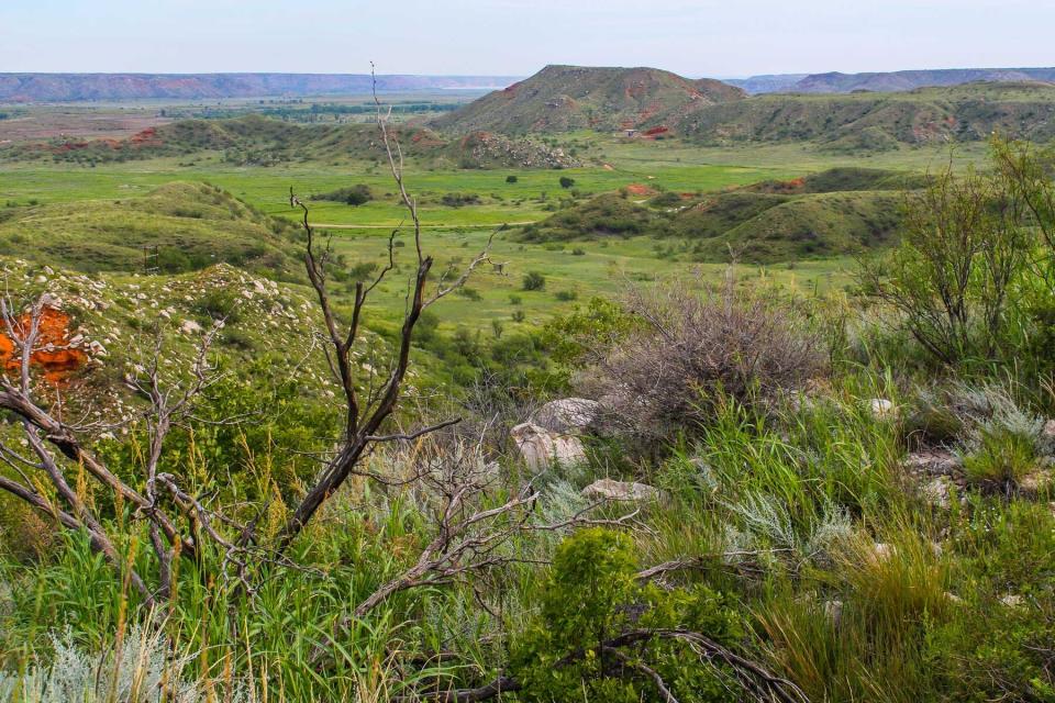 The vast wide open landscape of Alibates Flint Quarries National Monument in the Texas Panhandle.