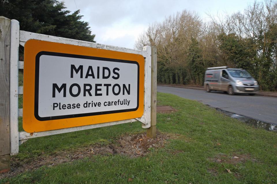 A sign for Maids Moreton in Buckinghamshire (PA)