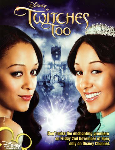 <p>RGR Collection / Alamy</p> Tia and Tamera Mowry on the 2007 'Twitches Too' poster