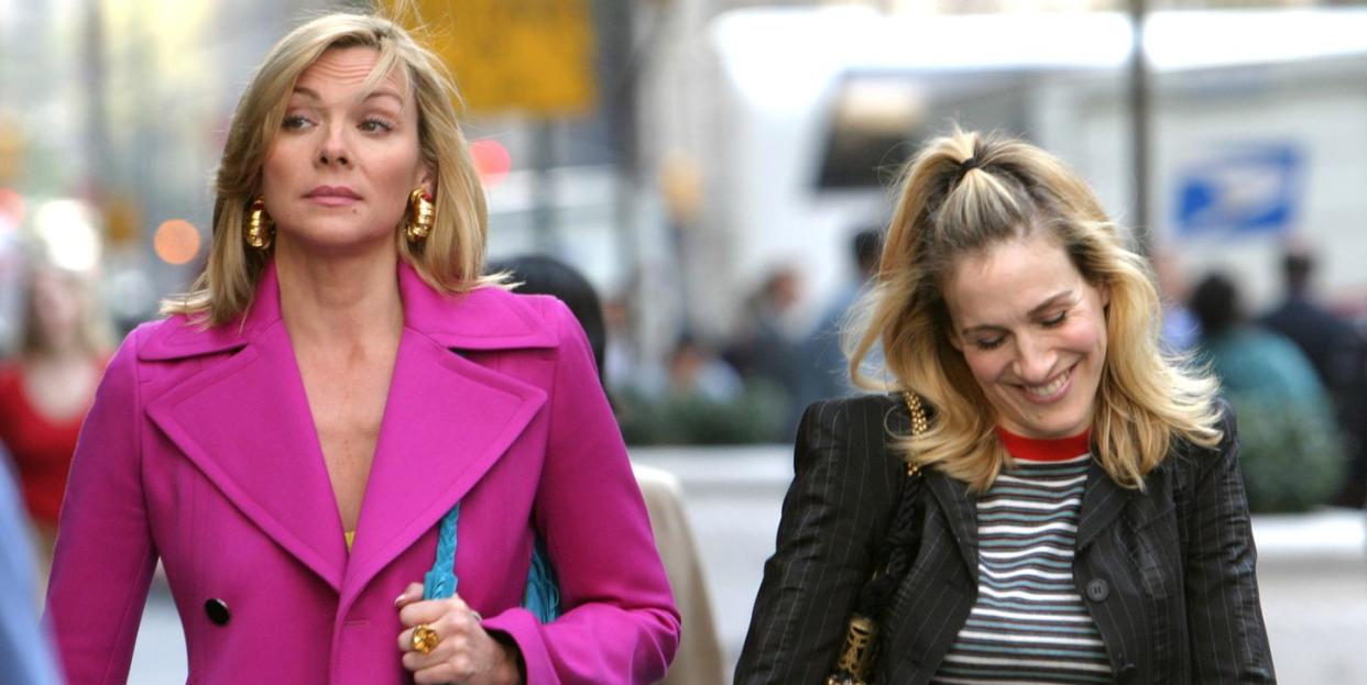 kim cattrall and sarah jessica parker on location for 