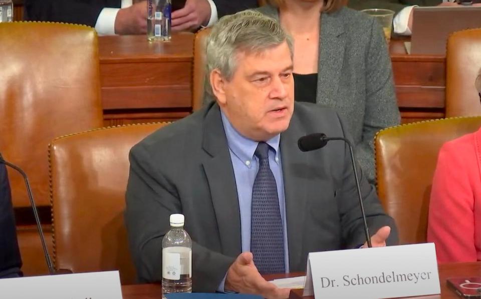 PHOTO: Dr. Stephen Schondelmeyer testifies before the House Ways and Means Committee in Washington, D.C., Feb.6, 2024. (House Ways and Means Committee)