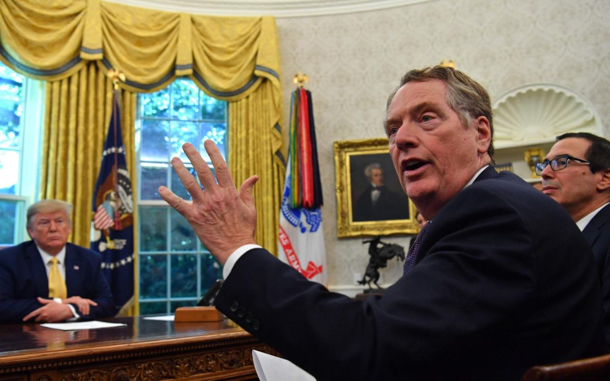 US Trade Representative Robert Lighthizer with Donald Trump - AFP