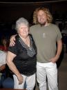 <p>Gladys Hagar and her son, musician Sammy Hagar attends a ceremony marking “Sammy Hagar Day” May 23, 2006 in San Bernardino,California. </p>