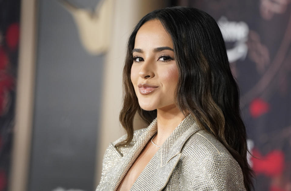 FILE - Becky G arrives at the premiere of "This Is Me... Now: A Love Story" on Tuesday, Feb. 13, 2024, at the Dolby Theatre in Los Angeles. (Photo by Jordan Strauss/Invision/AP, File)