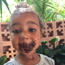 <p>It looks like North West smothered the pancake all over her face, getting more chocolate on in than in her! But it appears as though she kept her T-shirt stain-free, which, as a two-year-old, is pretty impressive.</p>