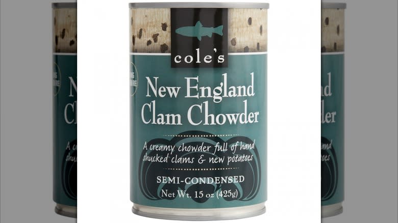 Can of Cole's New England Clam Chowder