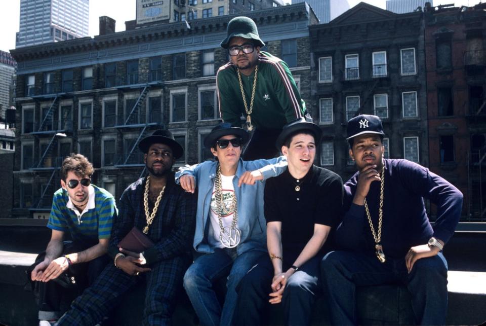 Walk This Way: The Beastie Boys with Run DMC in 1987 (Gershoff/Mediapunch/Shutterstock)