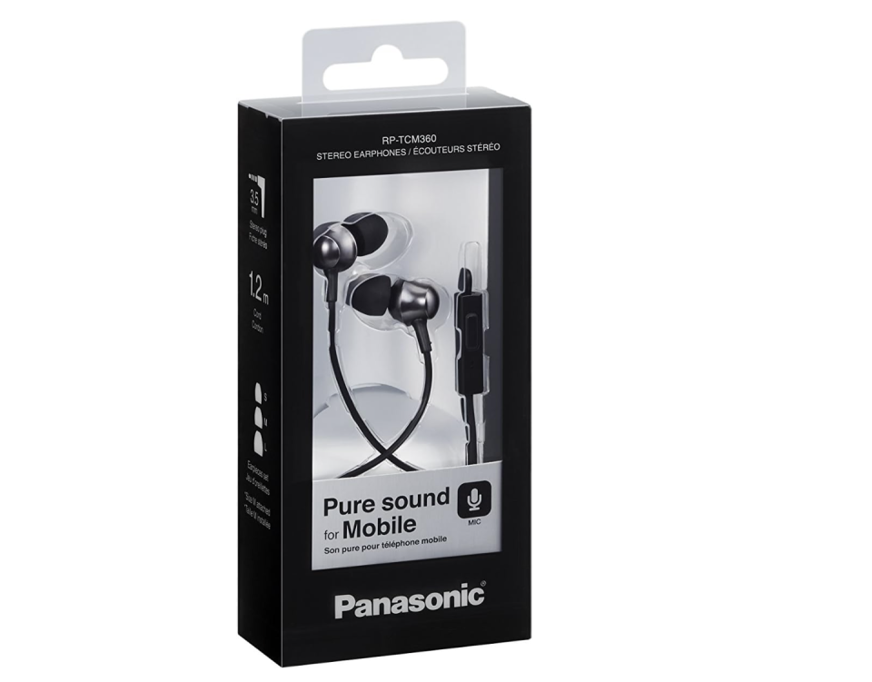 A photo of Panasonic RP-TCM360E-K Canal In-Ear Headphones with Mic. (PHOTO: Amazon Singapore)