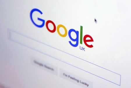 The Google internet homepage is displayed on a product at a store in London, Britain January 23, 2016. REUTERS/Neil Hall