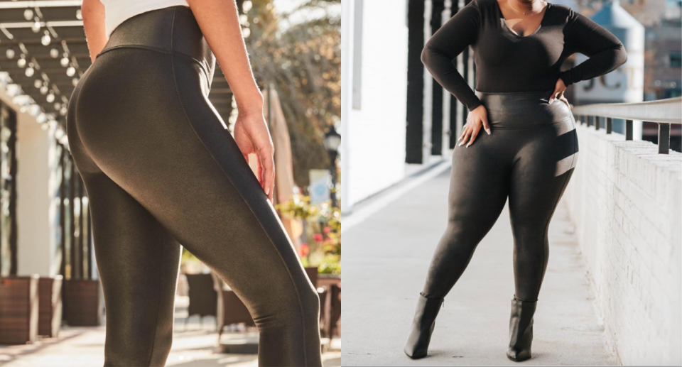 'They make my 'spare tire' disappear and my thighs look great!': Nordstrom shoppers love these Spanx booty-lifting leggings (Photos via @spanx/Instagram & @daviadominque/Instagram)