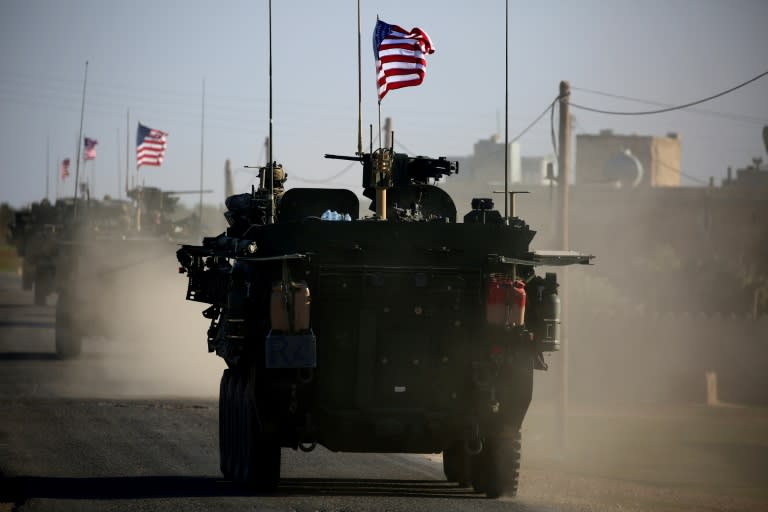 A convoy of US armoured vehicles near Yalanli village on the western outskirts of the northern Syrian city of Manbij, on March 5, 2017