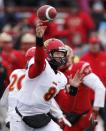 Calgary Dinos quarterback Andrew Buckley throws a pass against the Laval Rouge et Or during the Vanier Cup University Championship football game in Quebec City, Quebec, November 23, 2013. REUTERS/Mathieu Belanger (CANADA - Tags: SPORT FOOTBALL)