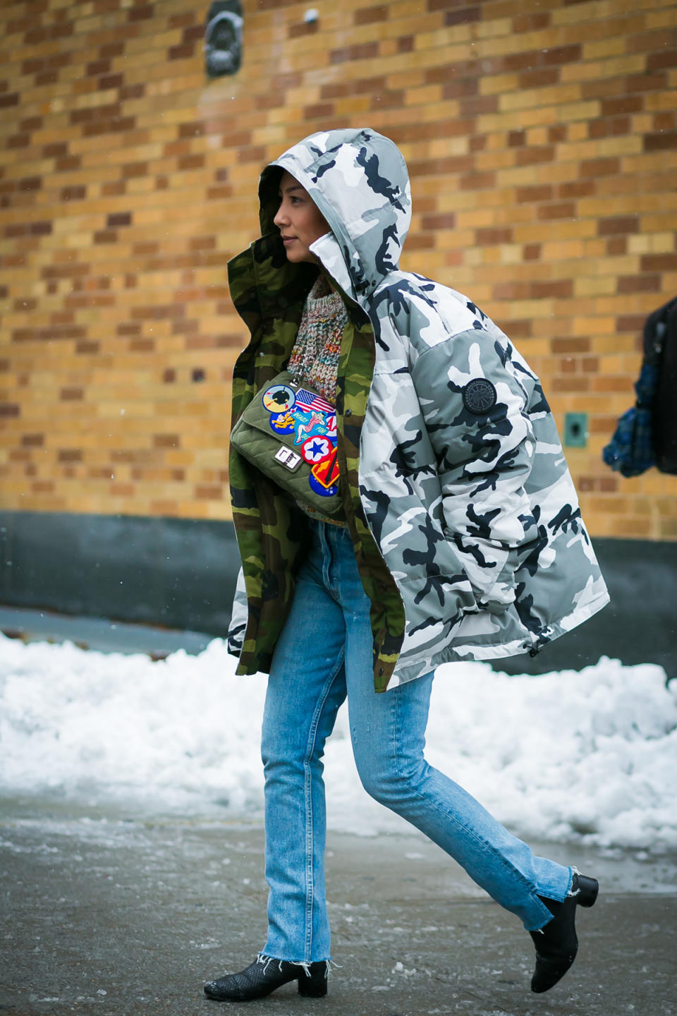 The Vetements jacket of the moment, spotted at New York Fashion Week.