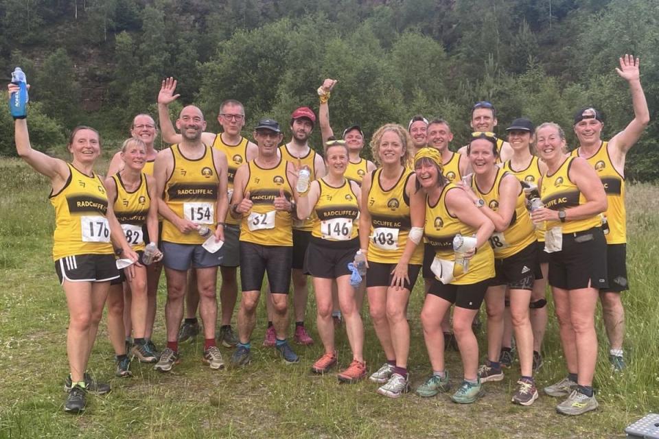 The big contingent from Radcliffe Athletic Club at Eddie’s fell race