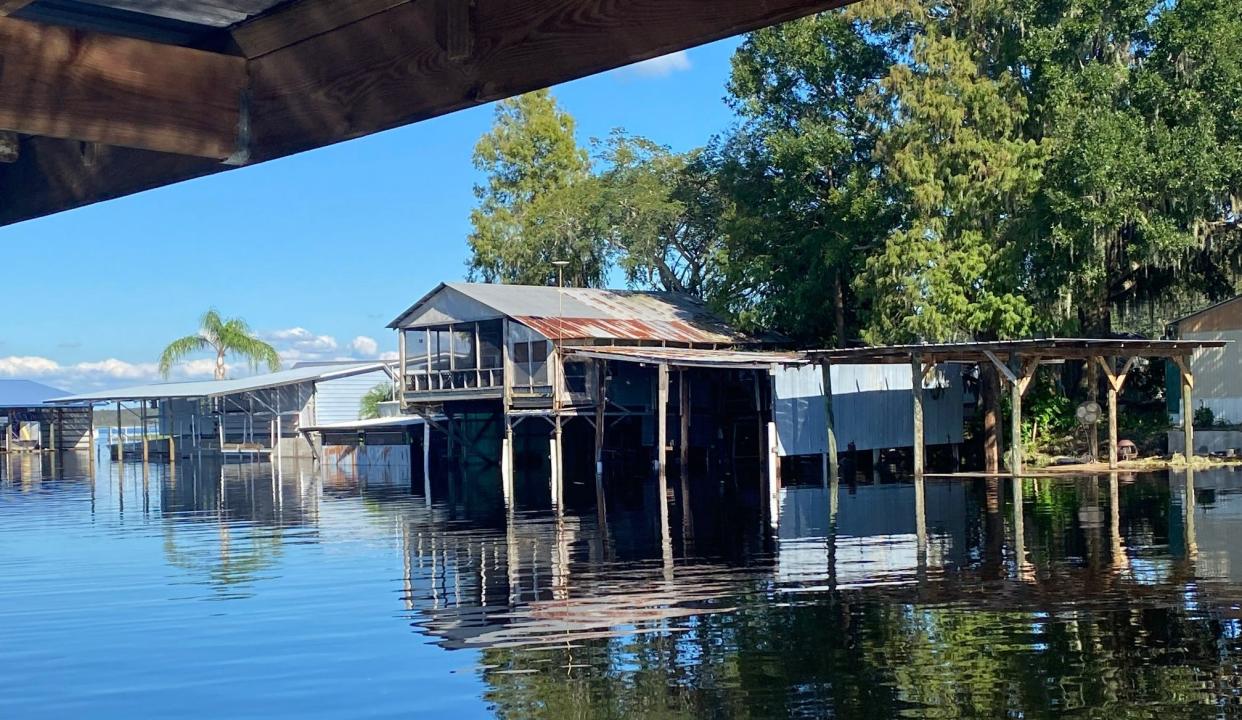 Water has eclipsed several docks in the Port Hatchineha neighborhood on the Kissimmee Chain of Lakes. The lakes of the chain are at near-record levels, and the Army Corps of Engineers says they haven't crested yet.