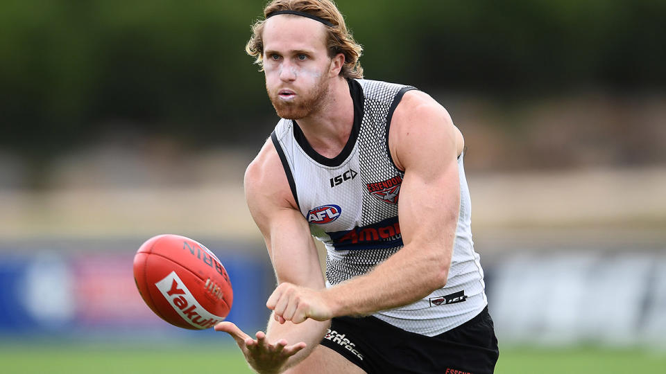 James Stewart, pictured here at an Essendon Bombers training session.