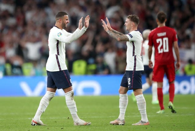 Kyle Walker (left) and Kieran Trippier celebrate reaching the final