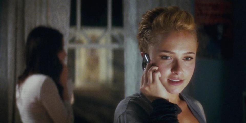 A still from Scream 4 shows Hayden Panettiere as Kirby on the phone
